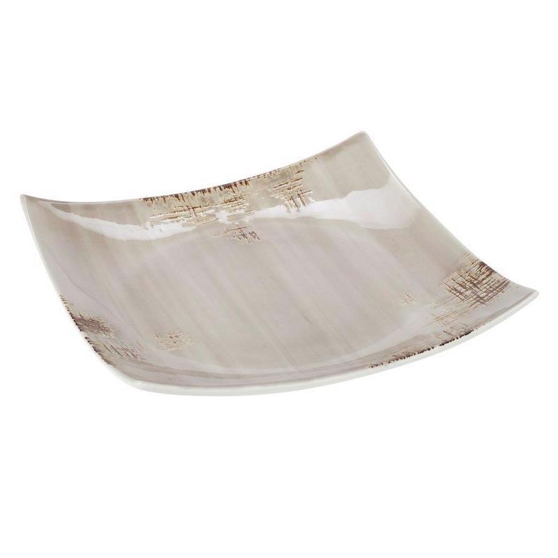 Cryspo Trio Πιατέλα Πορσελάνης Τετράγωνη 'COUNTRY GREYZ